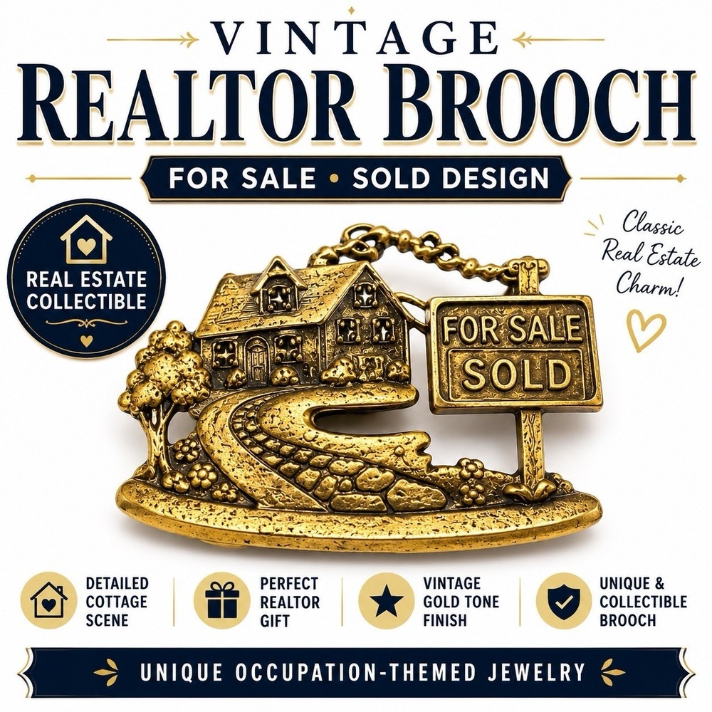 Vint Realtor SOLD Pin Brooch House For Sale Gold Tone Real Estate - Picture 1 of 4